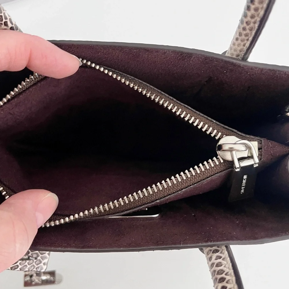 Michael Kors Beige Genuine Snakeskin ‘Mercer’ Crossbody Satchel Bag